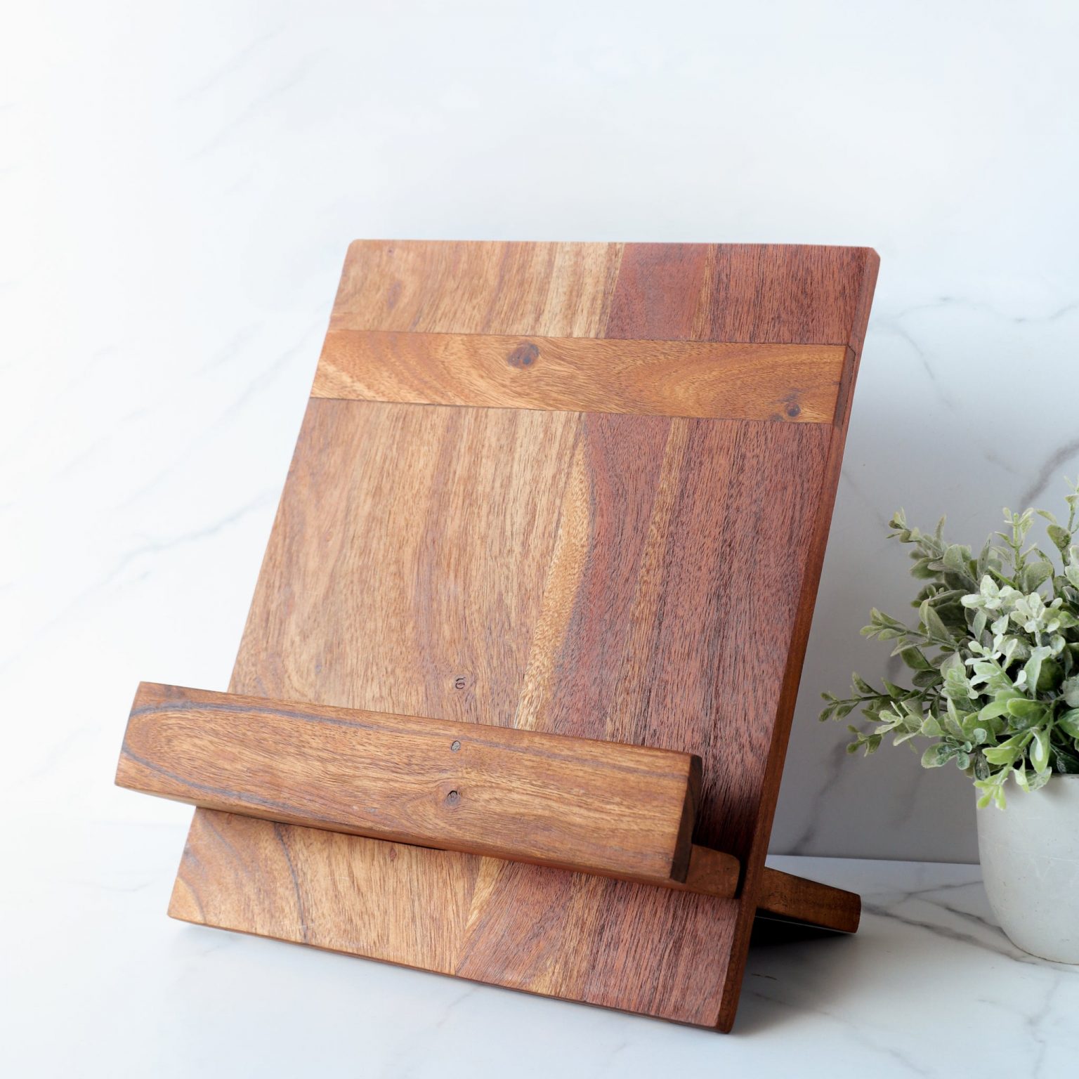 Vintage Kitchen Decor Wooden Horizontal Cookbook Holder - Farmhouse Style  Kitchen Cookbook Stand 10.5x10x2 Inches Wood Recipe, image size:1536x1536